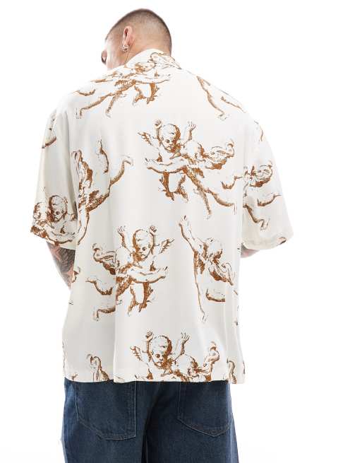 ASOS DESIGN - Chemise oversize à imprimé chérubins - Neutre, 4 de 4
