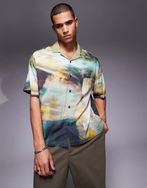 ASOS DESIGN - Chemise oversize à imprimé photo flouté avec col à revers