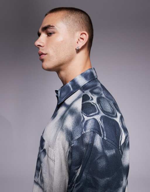 ASOS DESIGN - Chemise oversize à imprimé serpent - Gris, 4 de 5