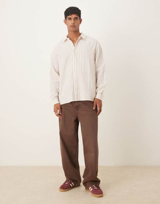 ASOS DESIGN - Chemise oversize à rayures - Marron, 4 de 5