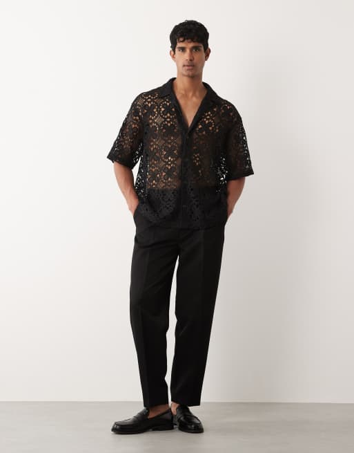 ASOS DESIGN - Chemise oversize au crochet - Noir, 2 de 5