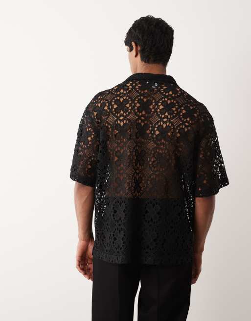 ASOS DESIGN - Chemise oversize au crochet - Noir, 5 de 5