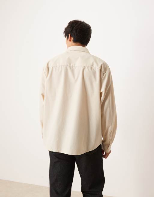 ASOS DESIGN - Chemise oversize avec broderie sur la poitrine - Beige, 2 de 4