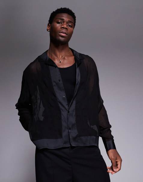 ASOS DESIGN - Chemise oversize avec col à revers et broderies - Noir - view 1