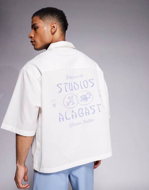ASOS DESIGN - Chemise oversize avec col à revers et imprimé - Crème - view 1