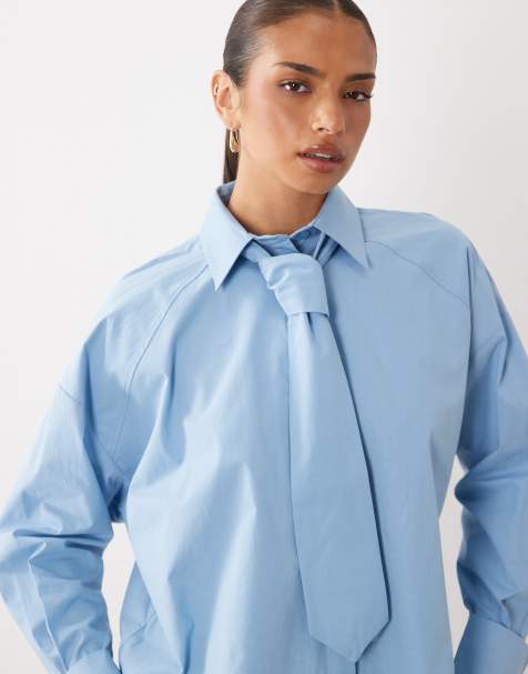 ASOS DESIGN - Chemise oversize avec cravate - Bleu - view 1