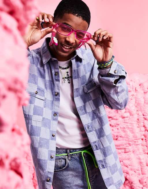 ASOS DESIGN Chemise oversize avec imprimé à damier décoloré