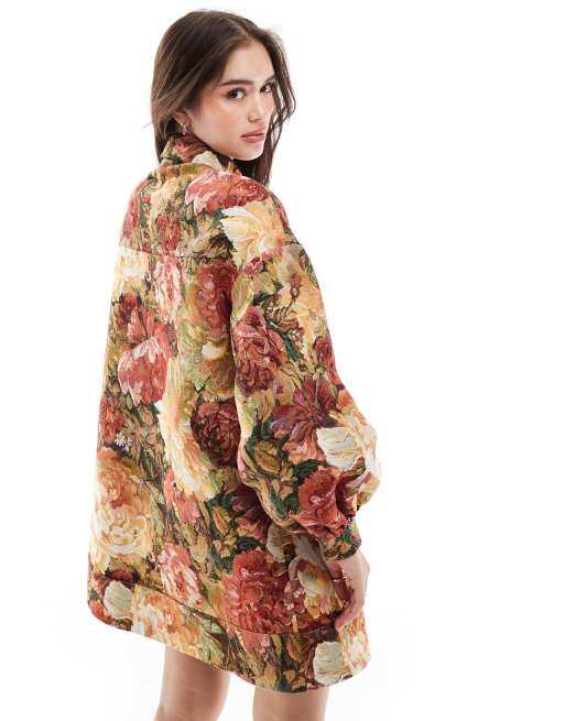 ASOS DESIGN - Chemise oversize avec poches profondes et imprimé tapisserie à fleurs, 2 de 4