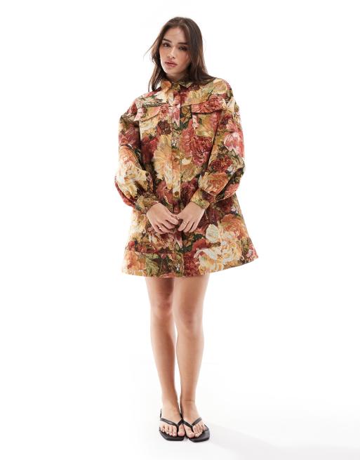 ASOS DESIGN - Chemise oversize avec poches profondes et imprimé tapisserie à fleurs, 3 de 4