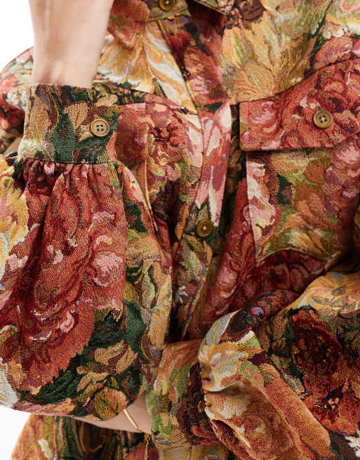 ASOS DESIGN - Chemise oversize avec poches profondes et imprimé tapisserie à fleurs, 4 de 4