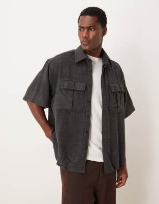 ASOS DESIGN - Chemise oversize brossée style utilitaire - Marron-Brown