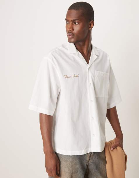 ASOS DESIGN - Chemise oversize coupe carrée à broderie - Blanc - view 1