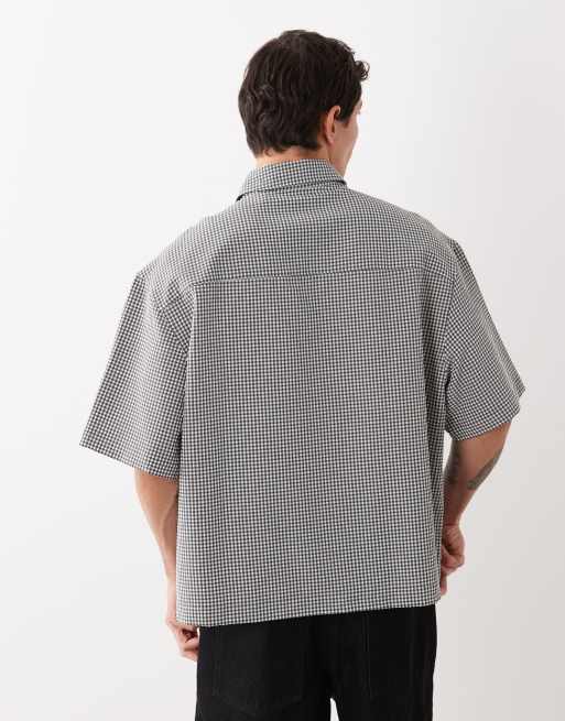 ASOS DESIGN - Chemise oversize coupe carrée à carreaux vichy - Noir et blanc, 2 de 5