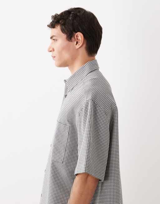 ASOS DESIGN - Chemise oversize coupe carrée à carreaux vichy - Noir et blanc, 4 de 5