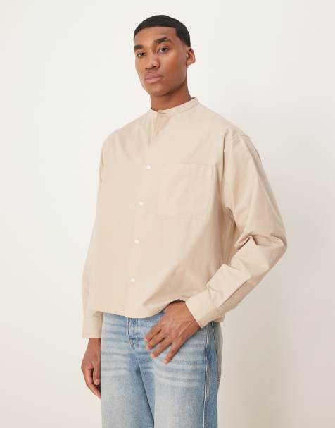 ASOS DESIGN - Chemise oversize coupe carrée à col officier - Beige - view 1