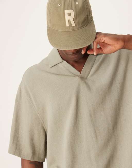 ASOS DESIGN - Chemise oversize coupe carrée à enfiler en lin mélangé - Kaki, 2 de 4