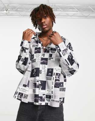 ASOS DESIGN Chemise oversize coupe carr e imprim journal sur