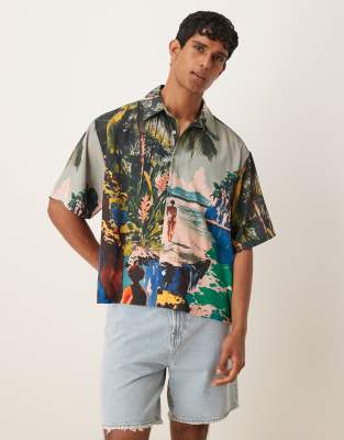 ASOS DESIGN - Chemise oversize coupe carrée à imprimé plage - Multicolore - view 1