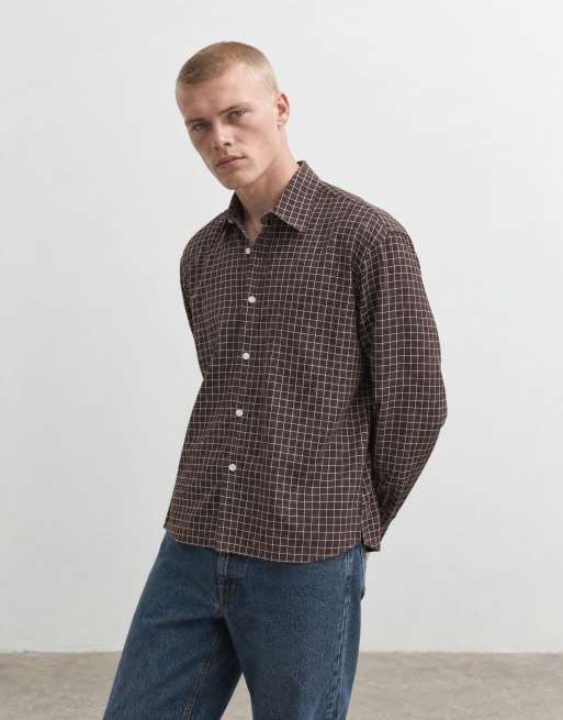 ASOS DESIGN chemise oversize coupe carrée à micro-carreaux marron, 10 de 10