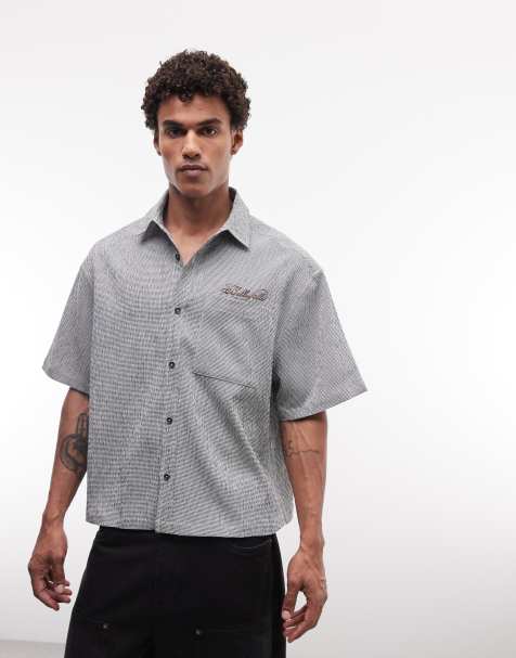ASOS DESIGN - Chemise oversize coupe carrée à petits carreaux - Noir - view 1