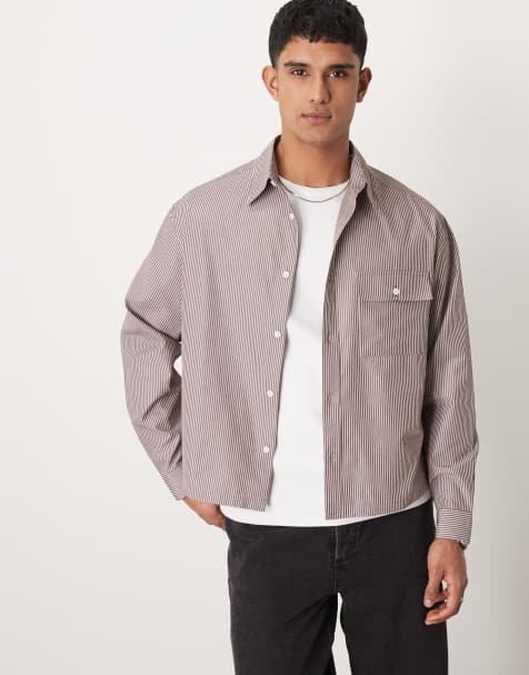 ASOS DESIGN - Chemise oversize coupe carrée à rayures - Gris - view 1