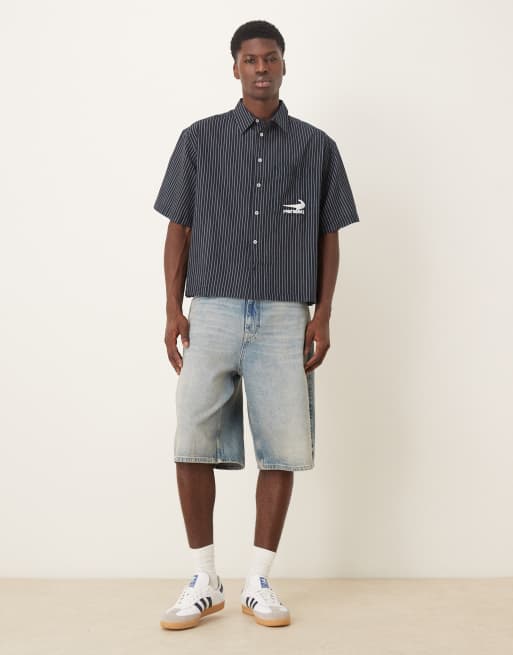 ASOS DESIGN - Chemise oversize coupe carrée avec broderie sur la poitrine - Bleu marine, 2 de 5