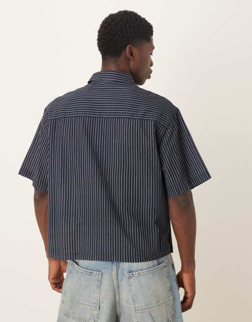 ASOS DESIGN - Chemise oversize coupe carrée avec broderie sur la poitrine - Bleu marine, 3 de 5