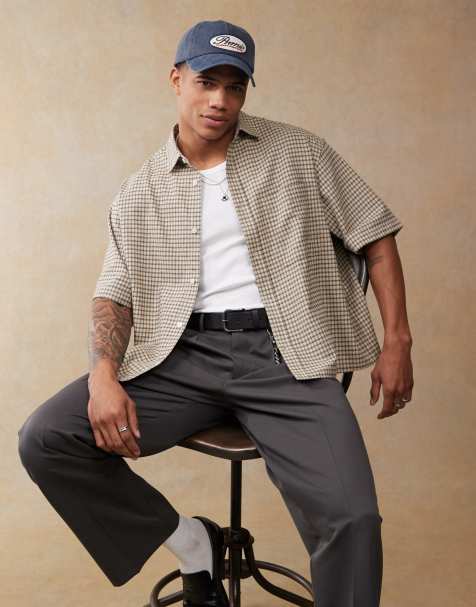 ASOS DESIGN - Chemise oversize coupe carrée - Beige à carreaux - view 1