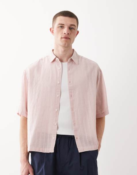 ASOS DESIGN - Chemise oversize coupe carrée en lin mélangé - Rose - view 1