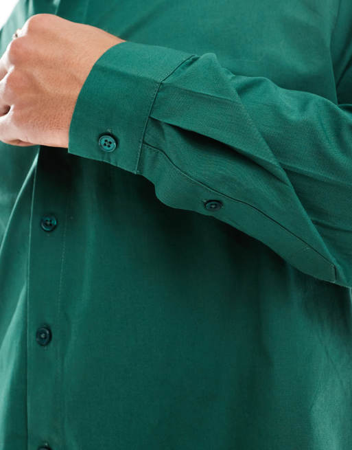 ASOS DESIGN - Chemise oversize coupe carrée en popeline - Vert, 3 de 4