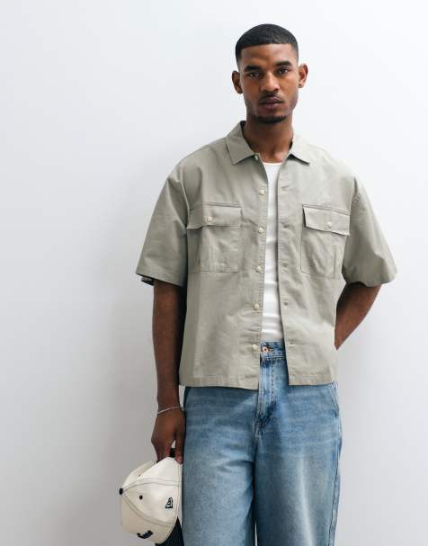 ASOS DESIGN - Chemise oversize coupe carrée en sergé de coton - Kaki - view 1
