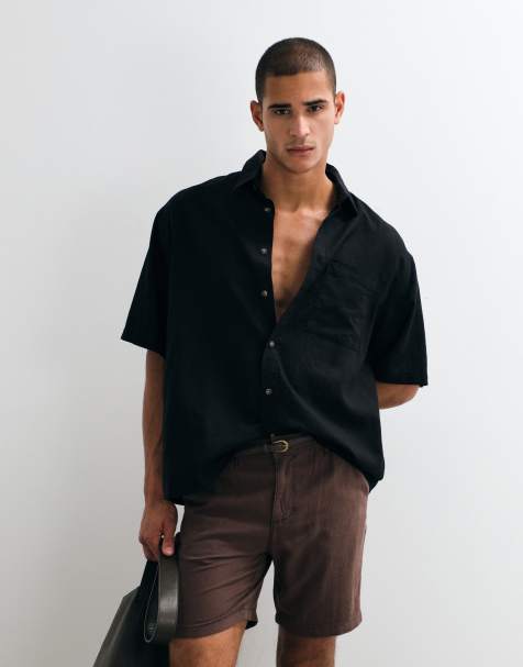 ASOS DESIGN - Chemise oversize d'ensemble en lin mélangé - Noir - view 1
