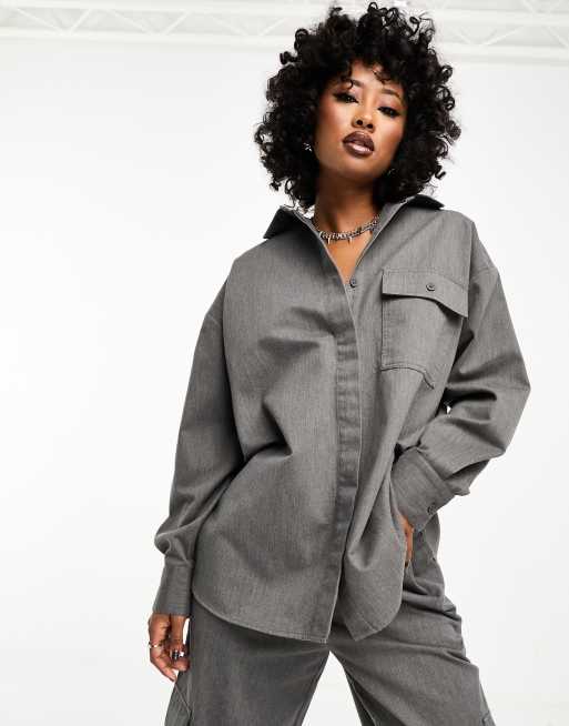 ASOS DESIGN - Chemise oversize d'ensemble - Gris