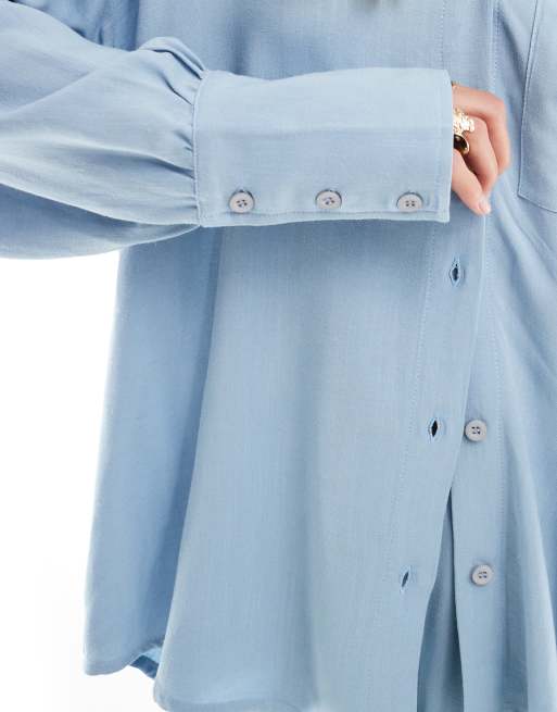 ASOS DESIGN - Chemise oversize en lin mélangé - Bleu, 2 de 4