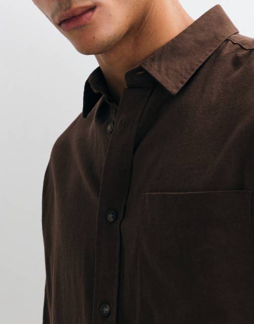 ASOS DESIGN - Chemise oversize en lin mélangé - Marron, 3 de 5
