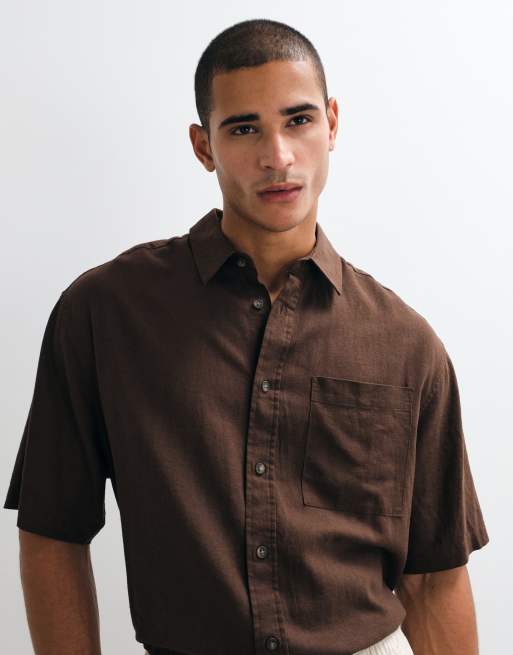 ASOS DESIGN - Chemise oversize en lin mélangé - Marron, 5 de 5
