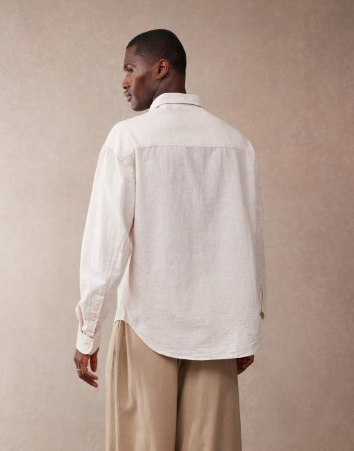  ASOS DESIGN 90s oversized linen shirt in ecru
