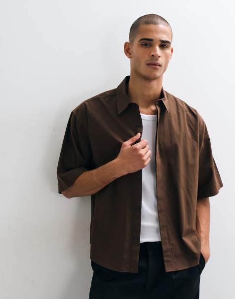 ASOS DESIGN chemise oversize en popeline marron - view 1