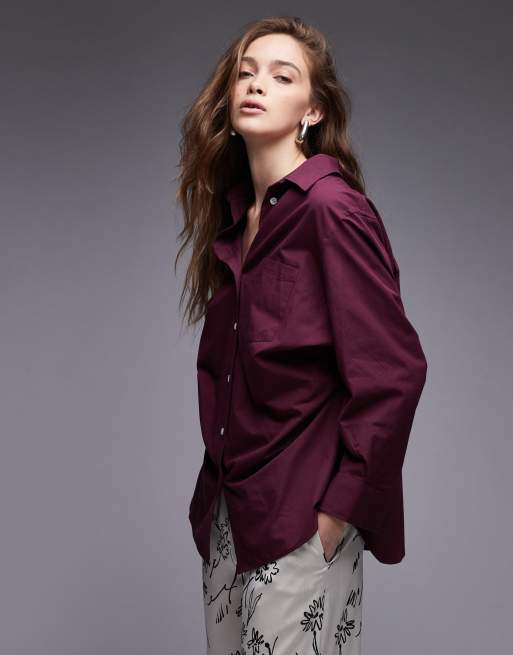 ASOS DESIGN - Chemise oversize en popeline - Prune, 2 de 4