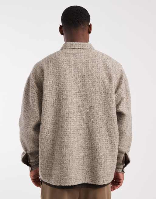 ASOS DESIGN - Chemise oversize en tissu bouclé - Beige, 3 de 5
