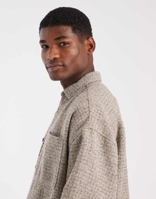 ASOS DESIGN - Chemise oversize en tissu bouclé - Beige, 4 de 5