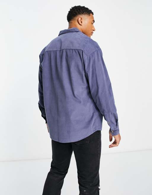 Chemise oversize à poche plaquée, Bleu