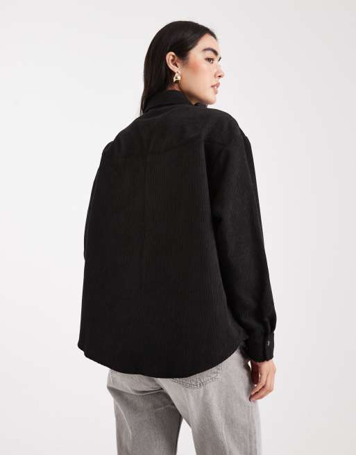 ASOS DESIGN - Chemise oversize en velours côtelé - Noir délavé, 4 de 4