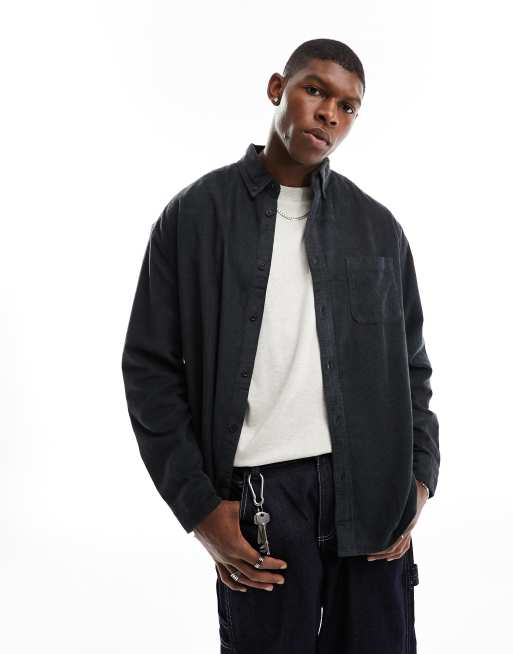 ASOS DESIGN - Chemise oversize en velours côtelé style années 90 - Noir délavé, 4 de 4