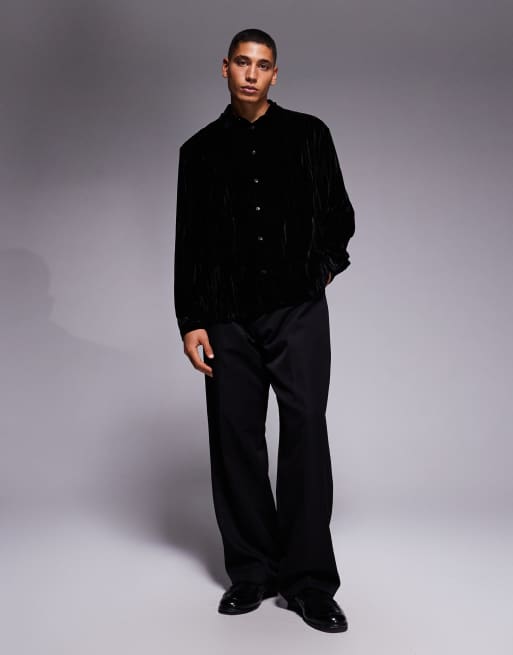 ASOS DESIGN - Chemise oversize en velours effet froissé - Noir, 2 de 5
