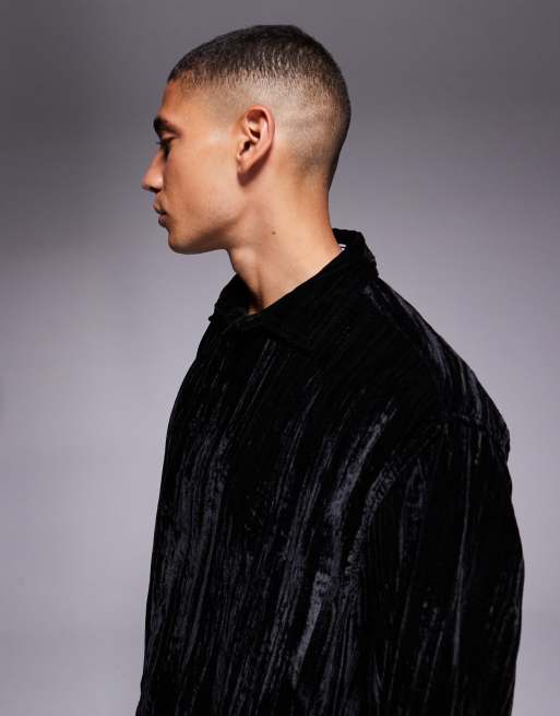 ASOS DESIGN - Chemise oversize en velours effet froissé - Noir, 4 de 5