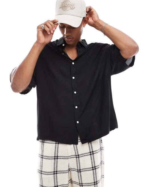 ASOS DESIGN - Chemise oversize en viscose - Noir