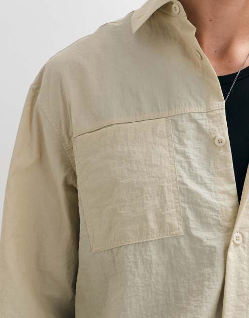 ASOS DESIGN chemise oversize fluide à double poche couleur crème, 5 de 5