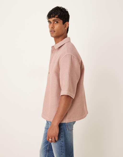 ASOS DESIGN - Chemise oversize gaufrée à coupe carrée - Vieux rose, 4 de 5