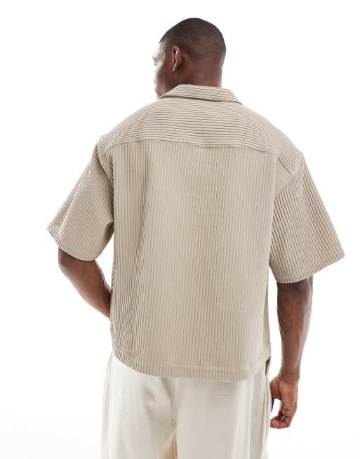 ASOS DESIGN - Chemise oversize plissée coupe carrée à enfiler - Beige, 4 de 4